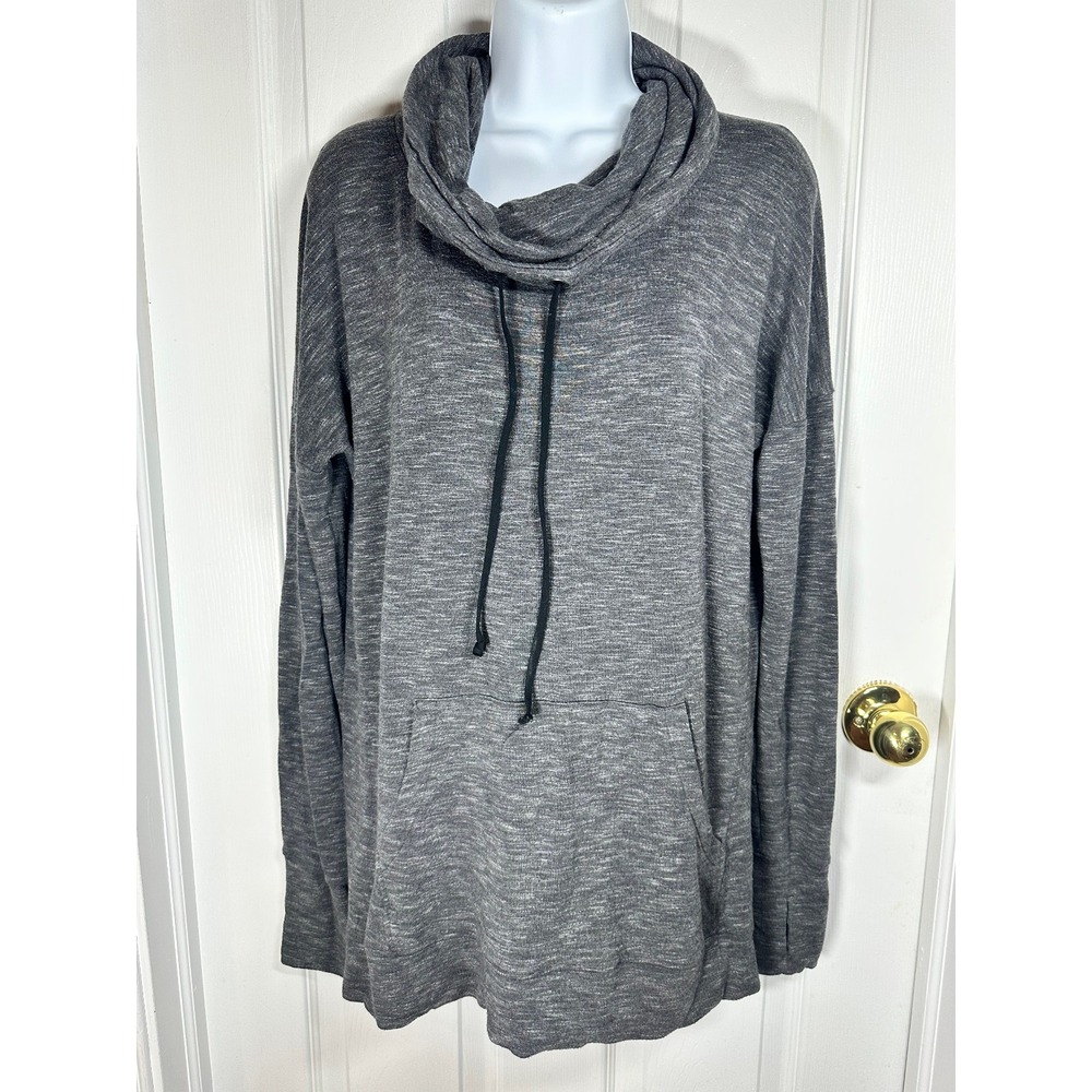 Athleta Gray Cowl Neck‎ Pullover Thumb Hole Sweatshirt Top Women's Size Medium